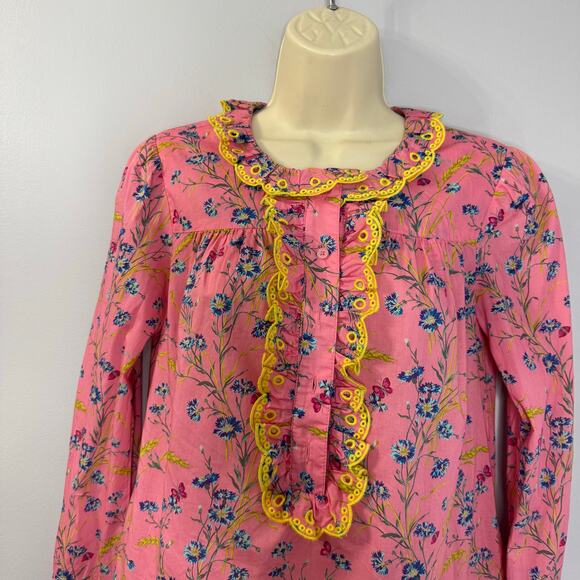 J. Crew Cotton Poplin Ruffle Blouse in Liberty® Wheat Bouquet floral print XXS - Picture 5 of 11